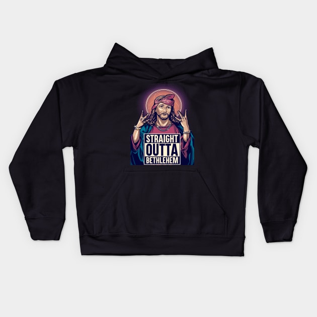 Jesus outta Bethlehem Kids Hoodie by Dark Planet Tees